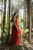 Woman in red dress in forest - Alex Mares-Manton