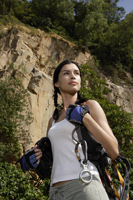 Young woman ready to rock climb - Nugene Chiang
